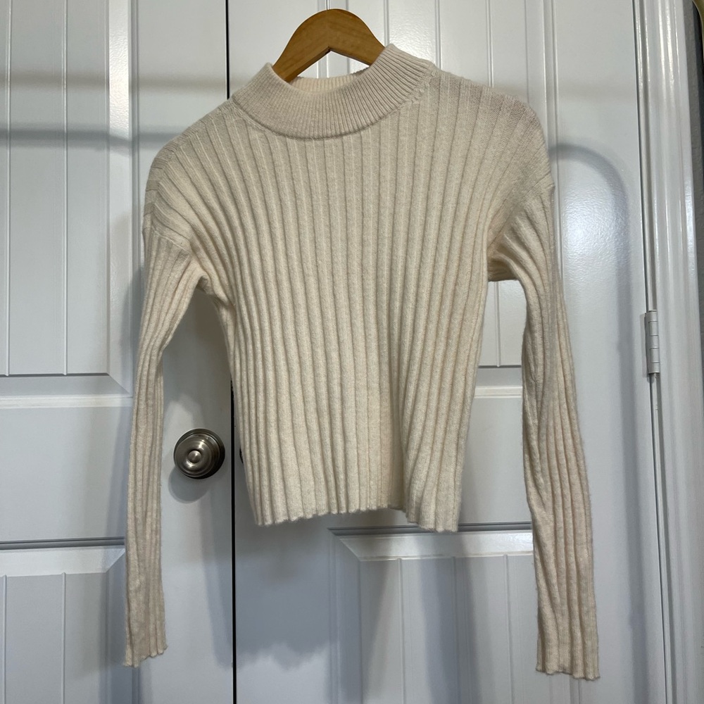 Madewell Cream Ribbed Knit Sweater